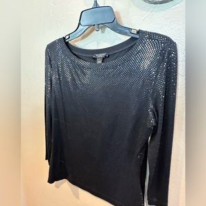 St. John Caviar 3/4 Length Sleeve Black Sparkly Top